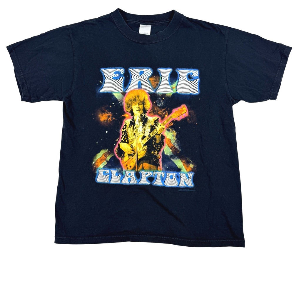 Eric Clapton 2005 Graphic T-Shirt Mens Medium Black Anvil Psychedelic Rock Tee‎
